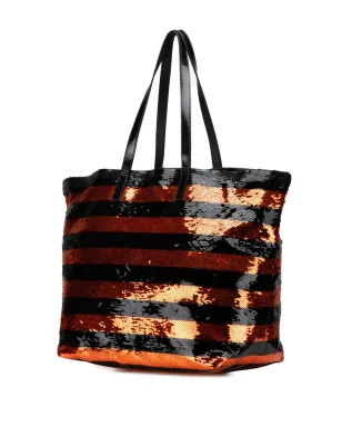 Prada Pre-Owned サテン スパンコール ストライプ トートバッグ - サムネイル3