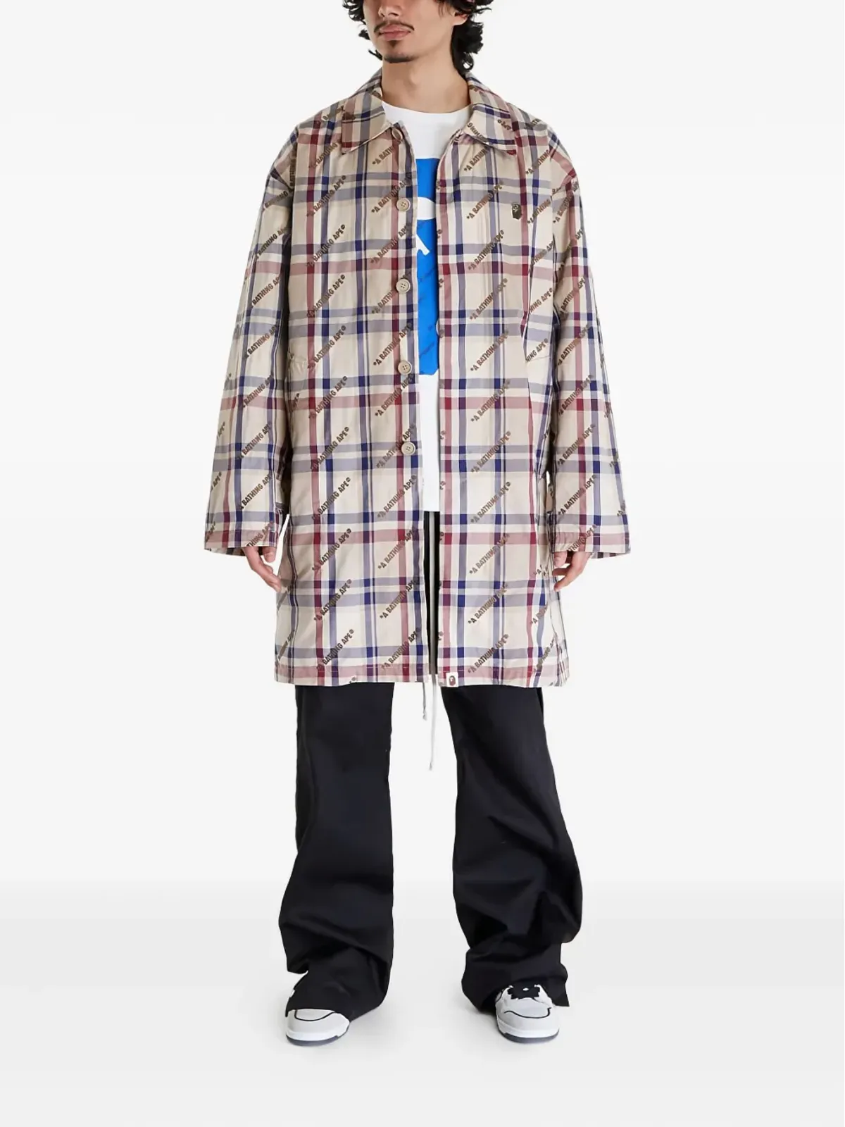A BATHING APE® ロゴチェック柄コート - 画像2