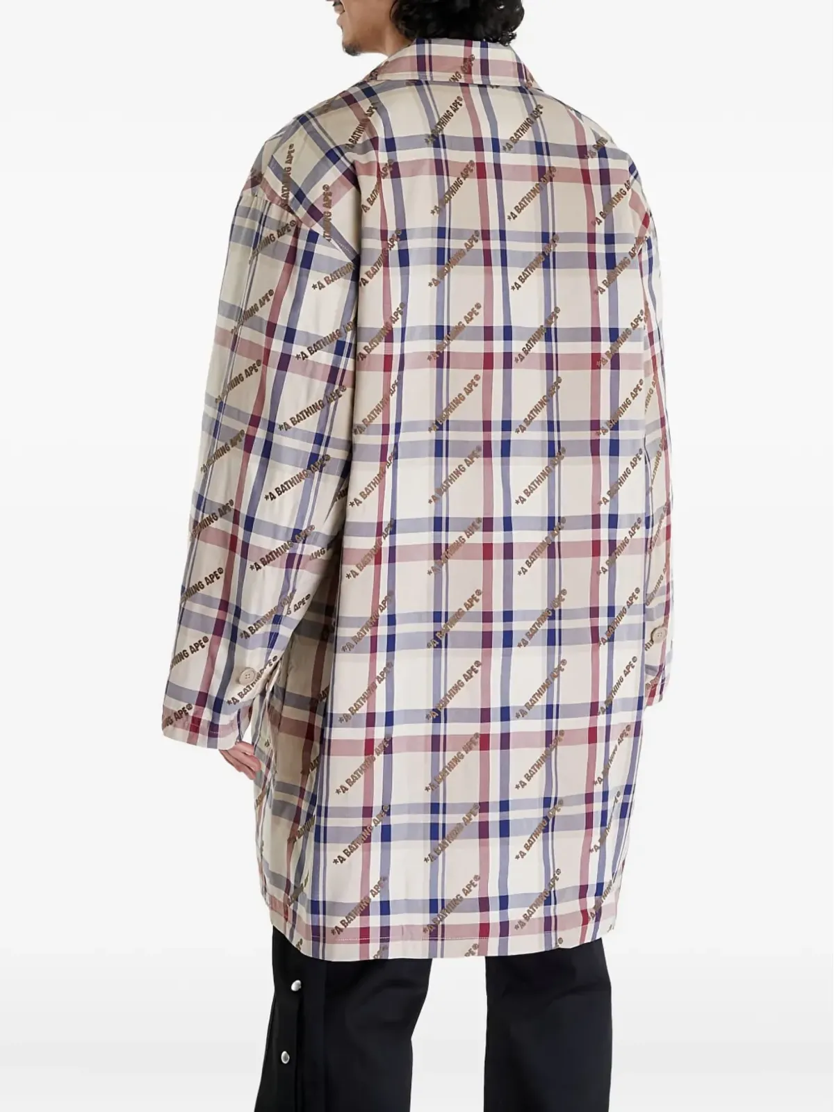A BATHING APE® ロゴチェック柄コート - 画像4