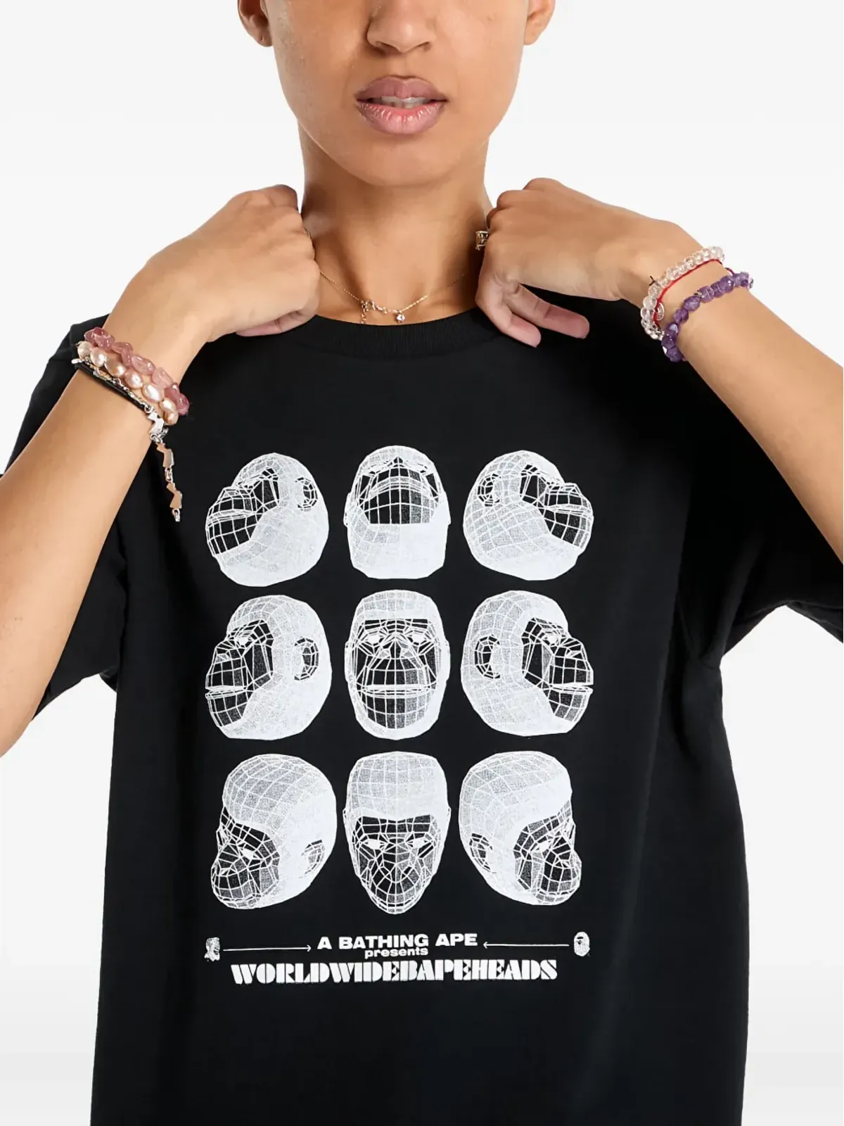 A BATHING APE® ポリゴン Ape Head プリント Tシャツ - 画像5