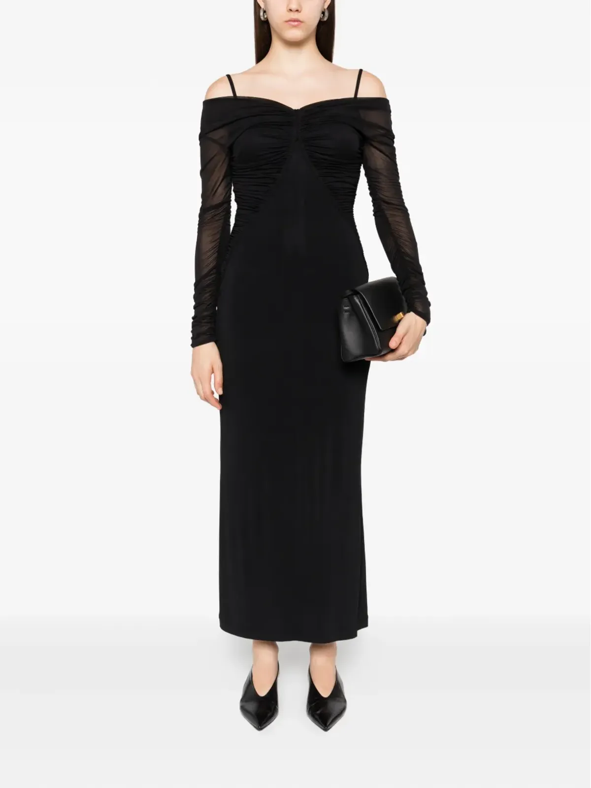 Max Mara オフショルダードレープドレス - 画像2