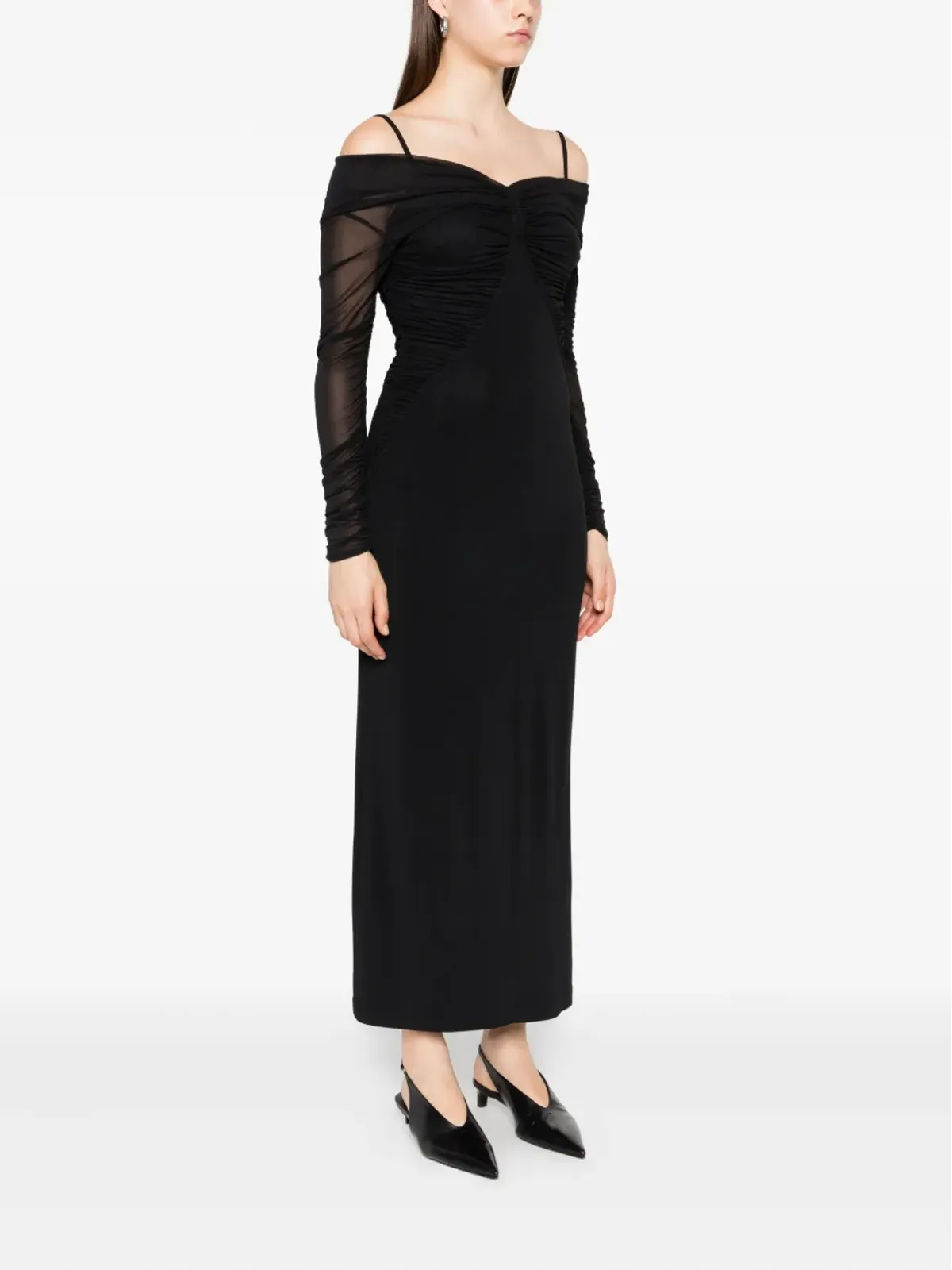 Max Mara オフショルダードレープドレス - 画像3