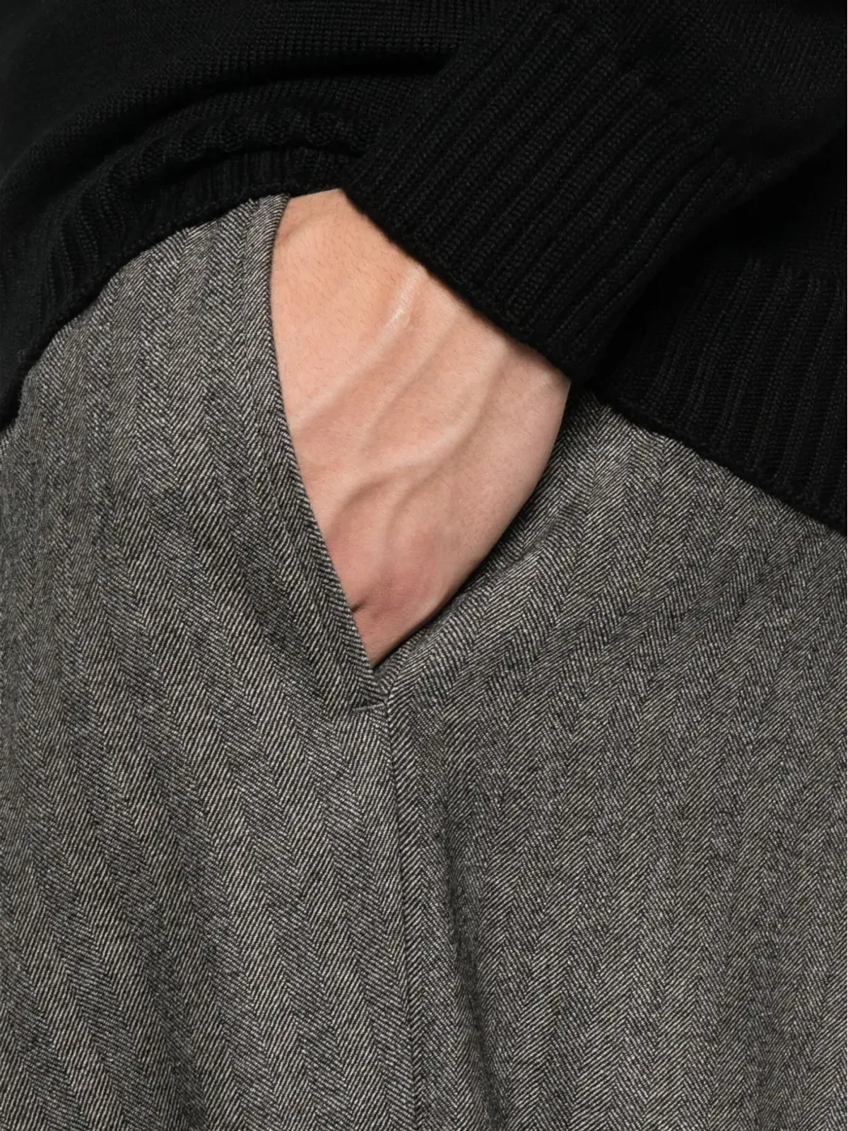 Giorgio Armani ヘリンボーン柄 ウエストゴム パンツ - 画像5