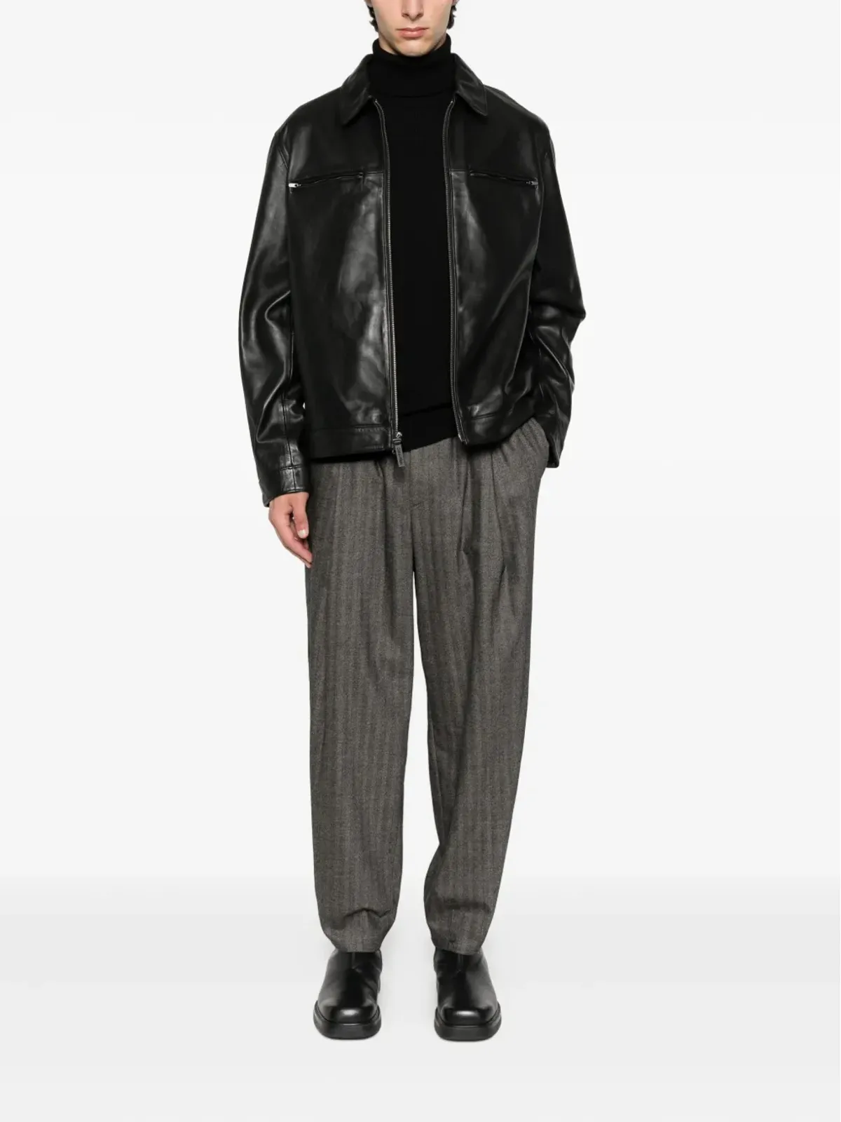 Giorgio Armani ヘリンボーン柄 ウエストゴム パンツ - 画像2