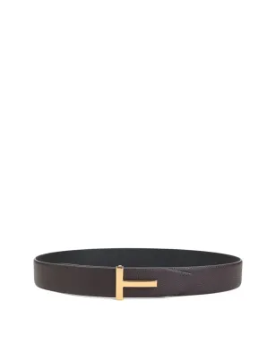 TOM FORD レザーT字バックルベルト - ブラウン - サムネイル1