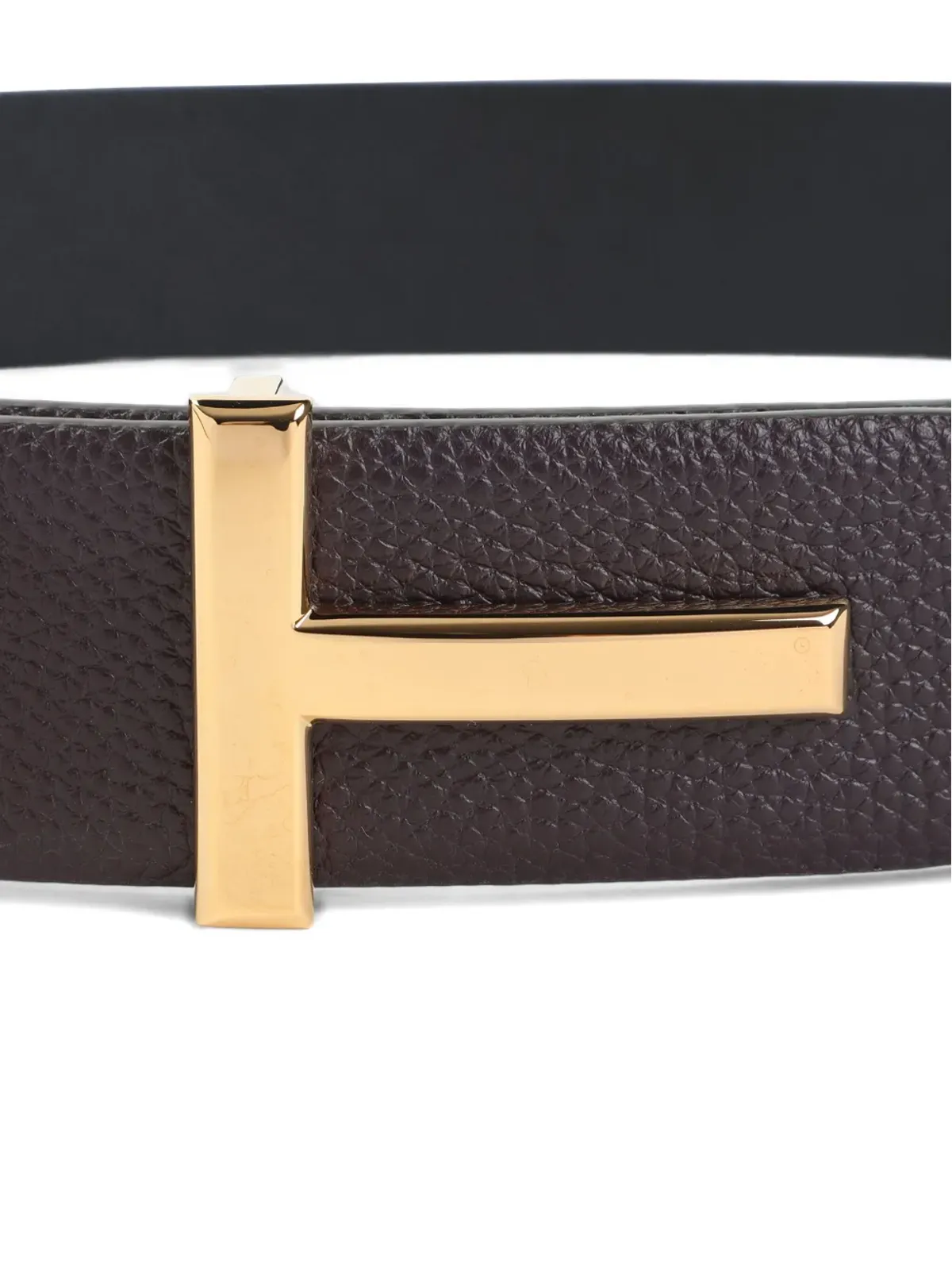 TOM FORD レザーT字バックルベルト - ブラウン - 画像3