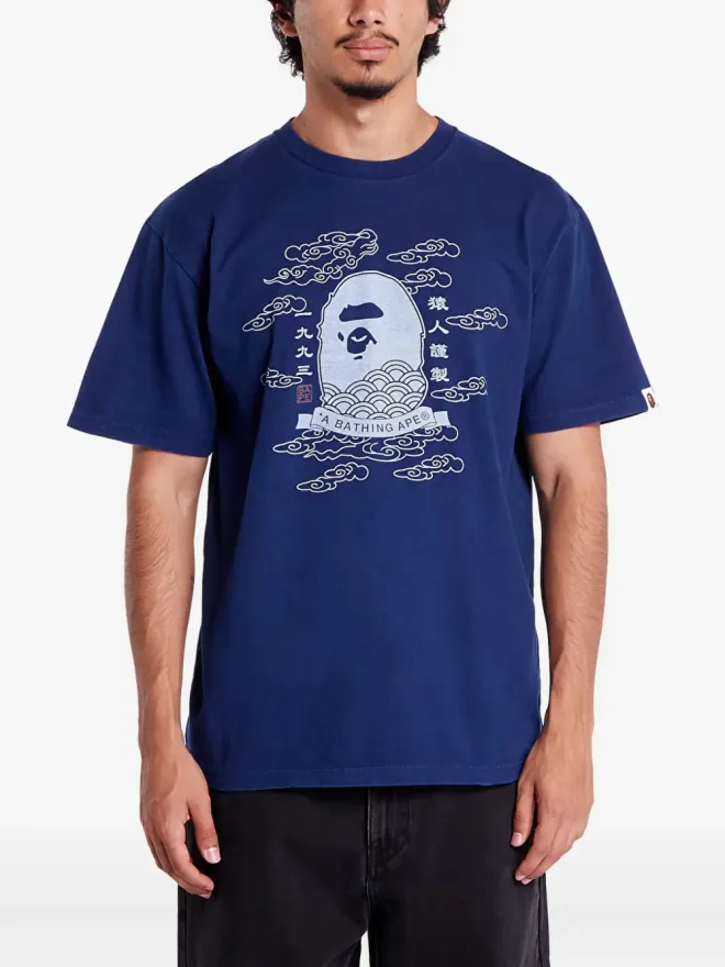 A BATHING APE® A BATHING APE® ape head Japan graphic T-shirt - Blueの商品画像