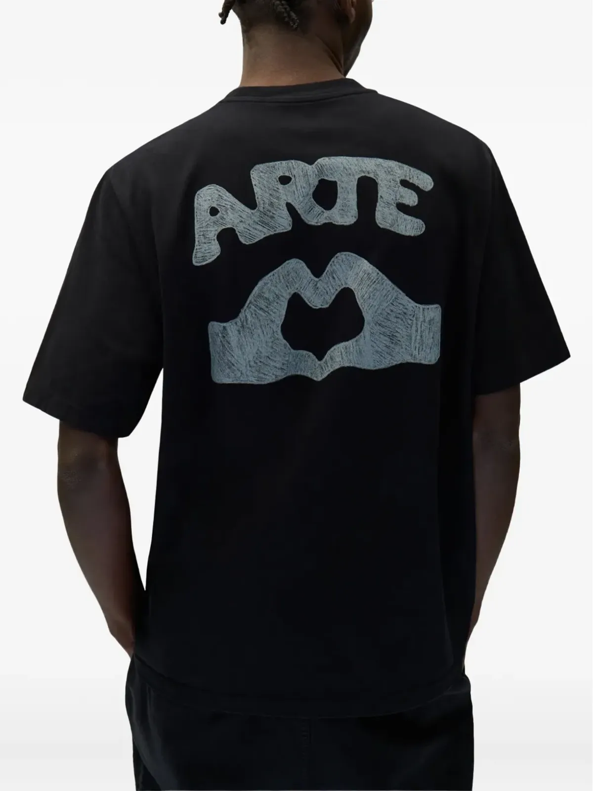 Arte Antwerp ハートハンズ グラフィックプリント Tシャツ ブラック - 画像2