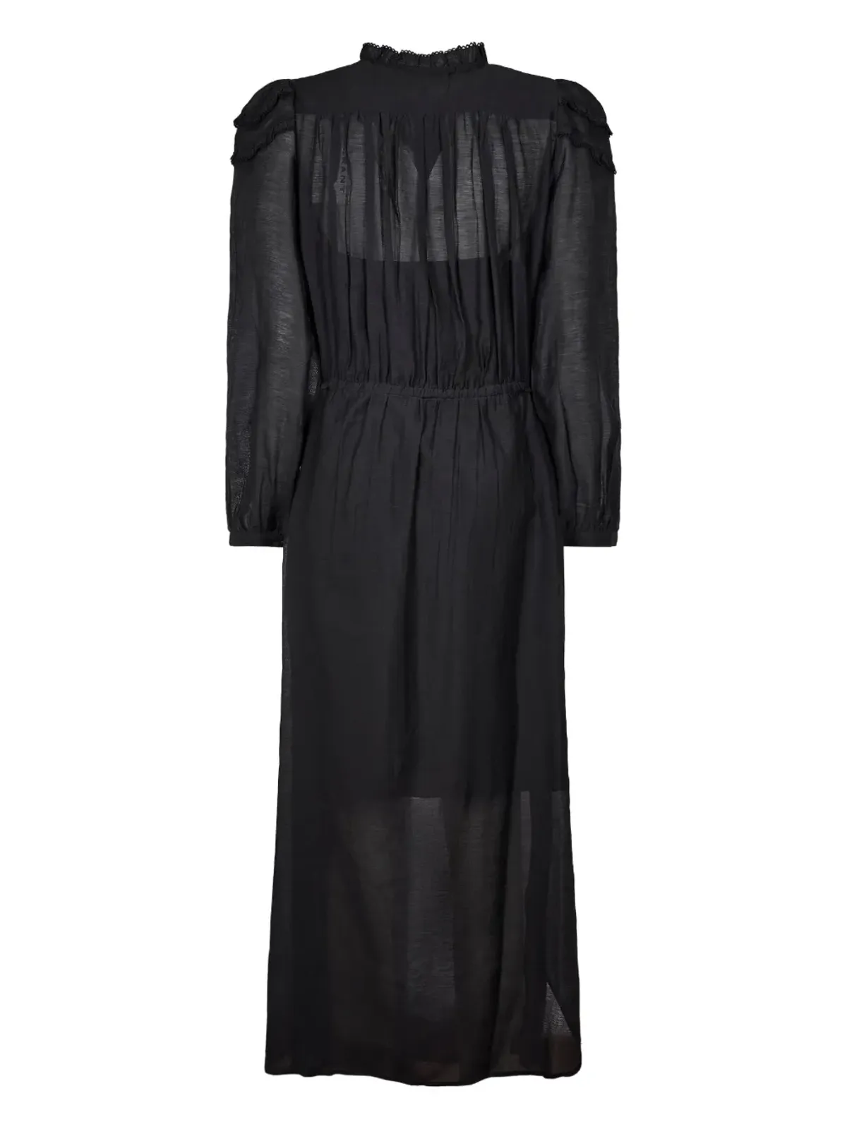 MARANT ÉTOILE ラッフルネックのボタンフロントドレス ブラック - 画像2