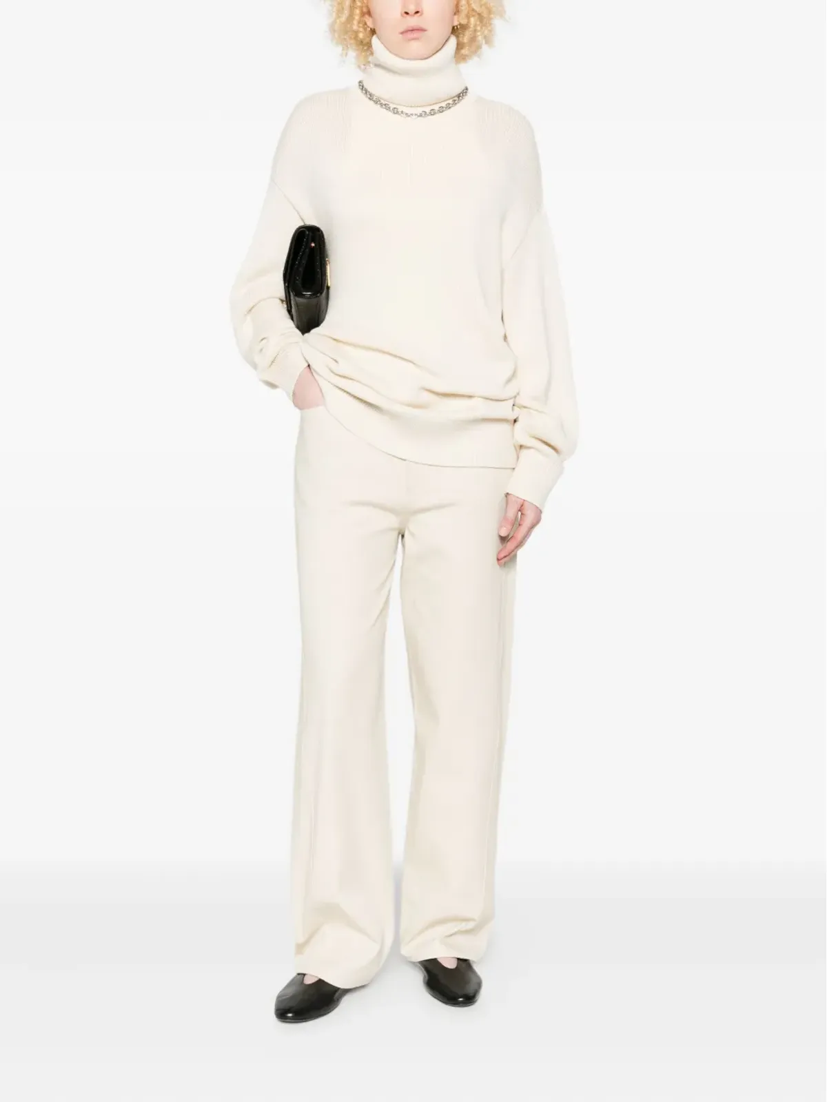 TOTEME ロングライン タートルネック ニット - White - 画像2