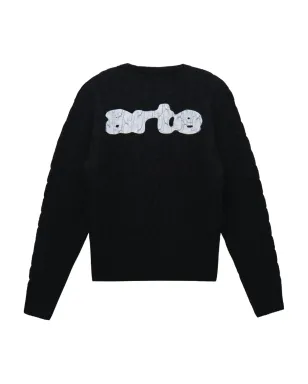 Arte Antwerp ケーブルニット ロゴセーター（ブラック） - サムネイル3