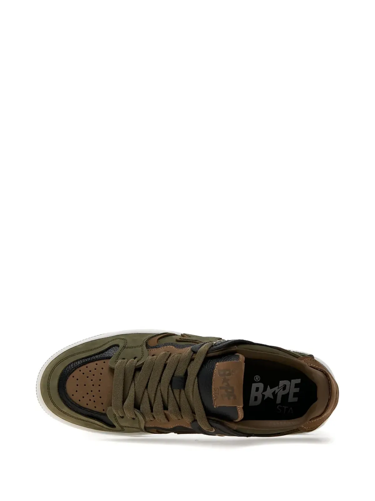 A BATHING APE® Bape Sk8 Sta™ #6 スター・パッチ レザー スニーカー - グリーン - 画像5