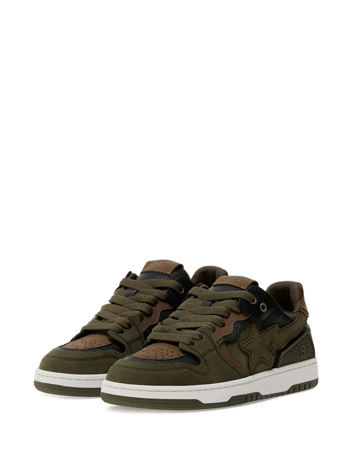 A BATHING APE® Bape Sk8 Sta™ #6 スター・パッチ レザー スニーカー - グリーン - 画像2