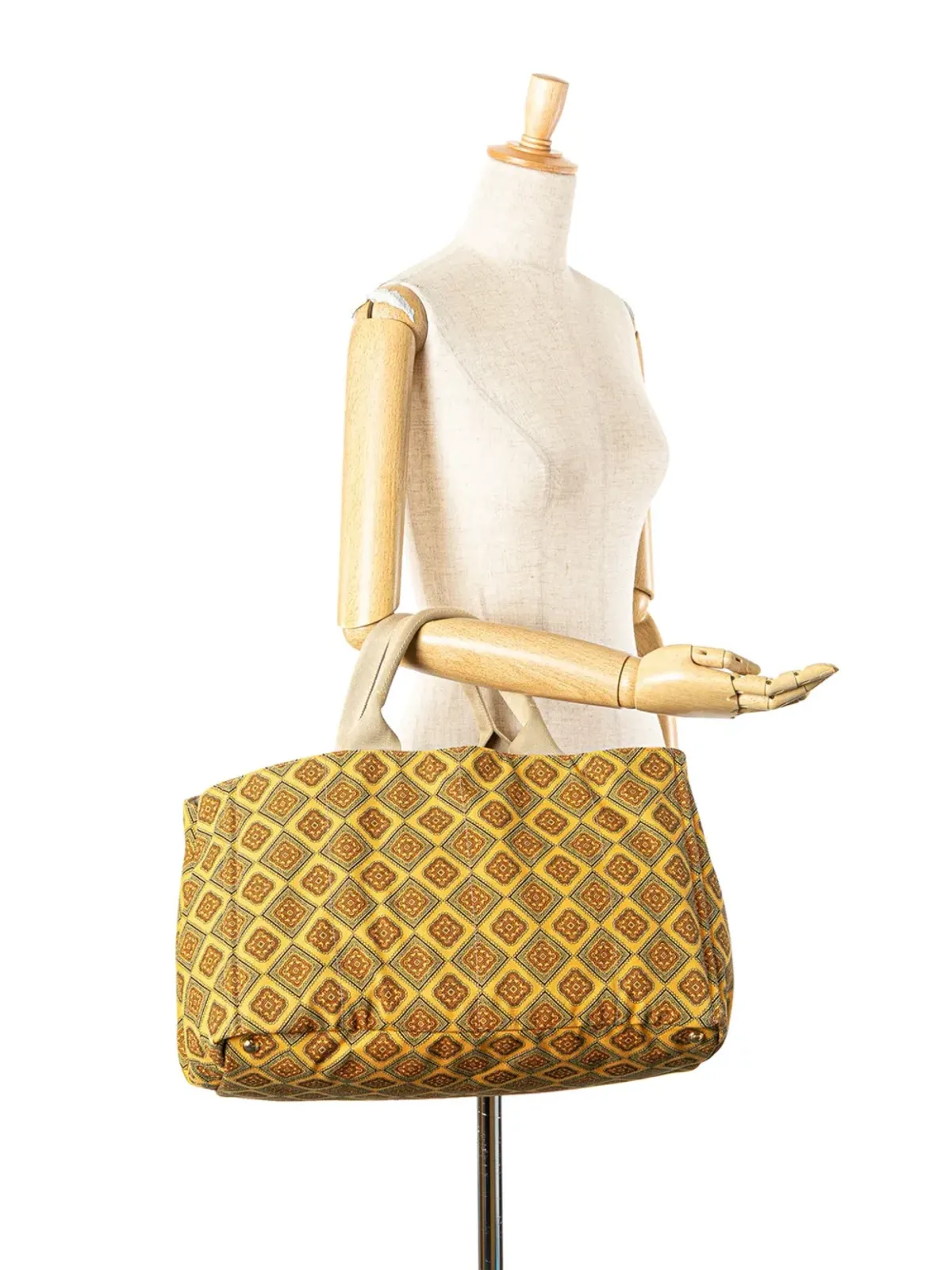 Prada Pre-Owned キャンバス地プリント Canapa サッチェル イエロー - 画像2