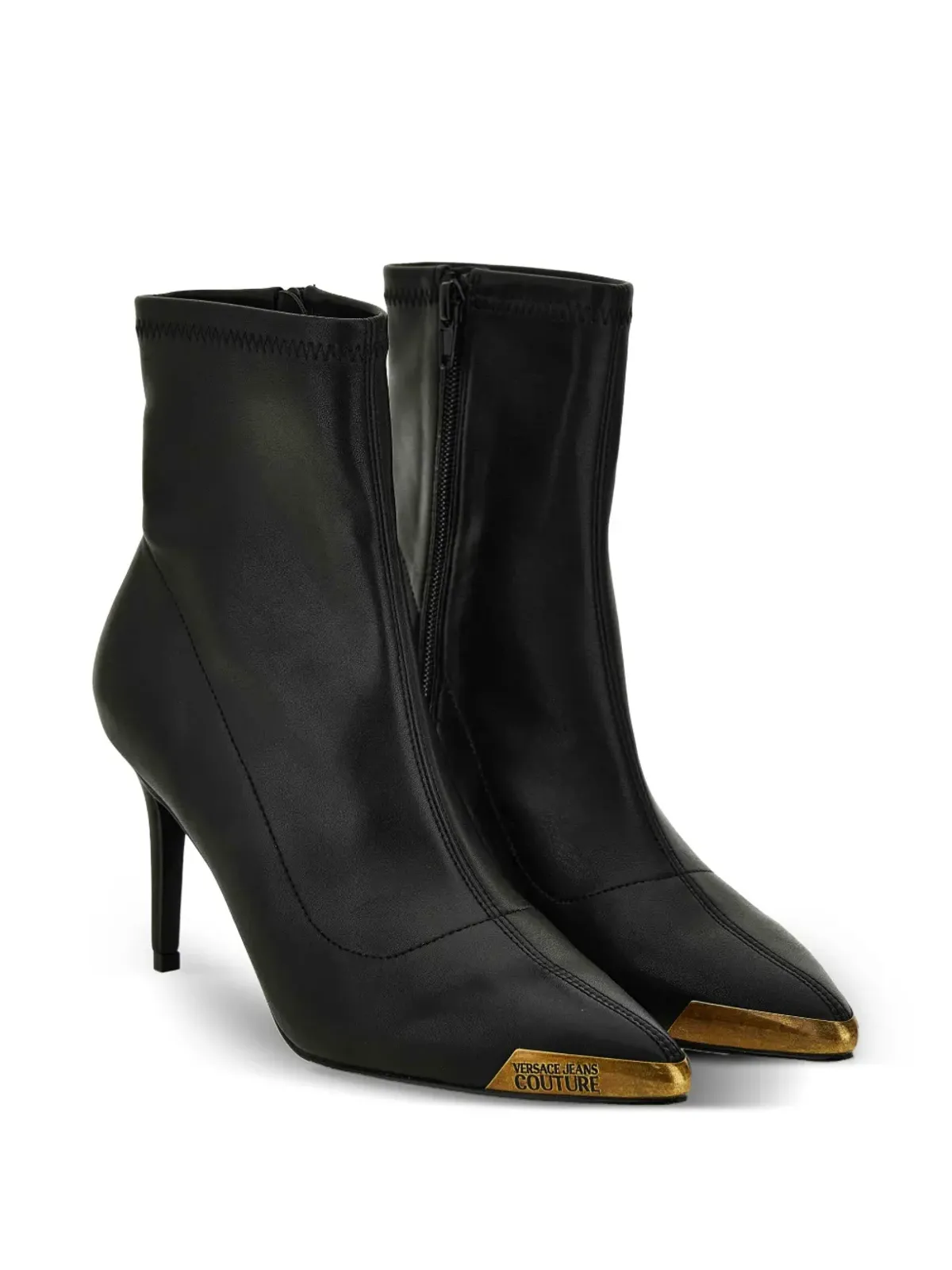 Versace Jeans Couture メタリックトゥ・スリップオンブーツ ブラック - 画像2