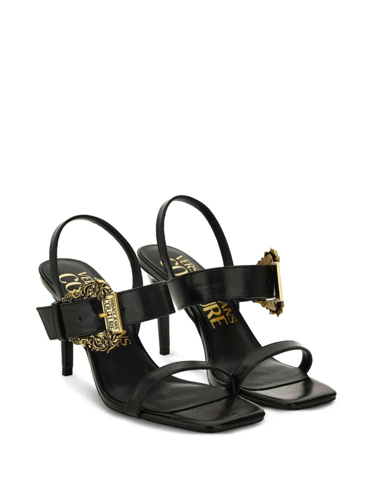 Versace Jeans Couture バックル装飾ヒールサンダル - ブラック - 画像3
