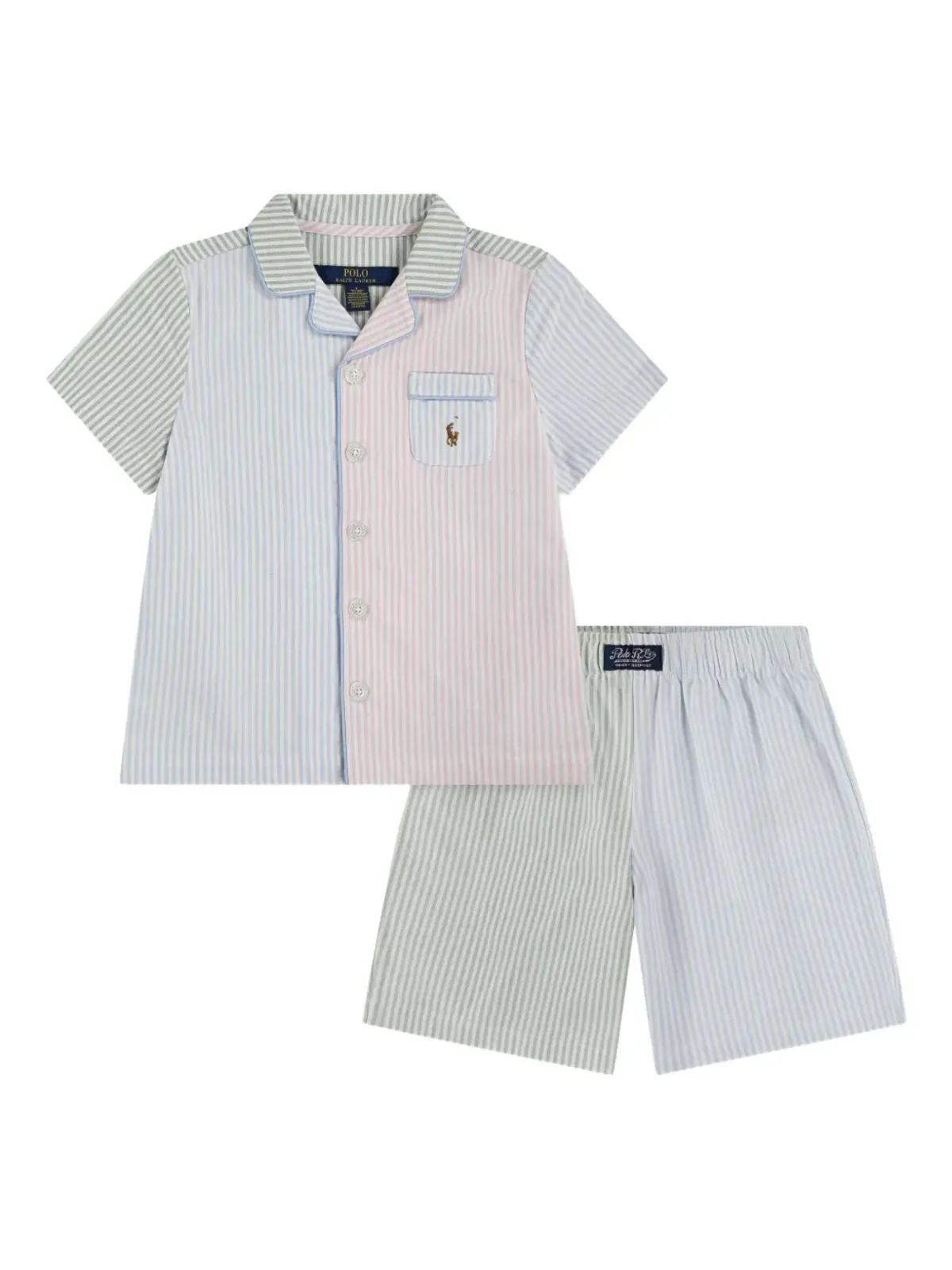 POLO RALPH LAUREN KIDS ストライプ柄エンブロイダリーパジャマ - グリーン - 画像1