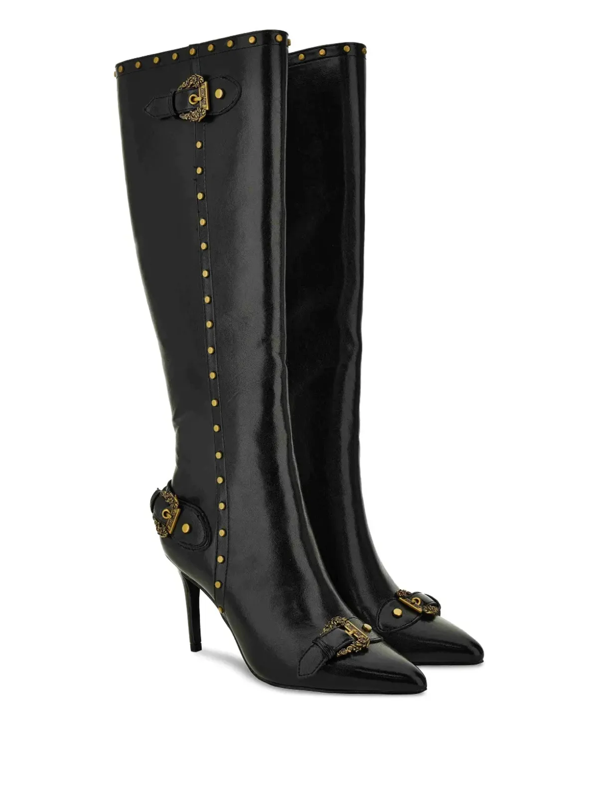 Versace Jeans Couture バックルディテール・スタッズ付きニーハイブーツ - 画像2
