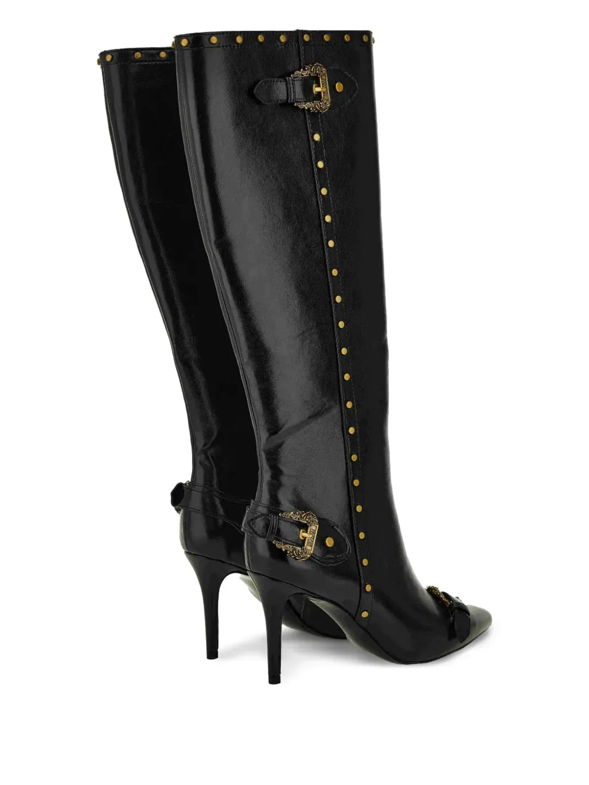 Versace Jeans Couture バックルディテール・スタッズ付きニーハイブーツ - 画像3
