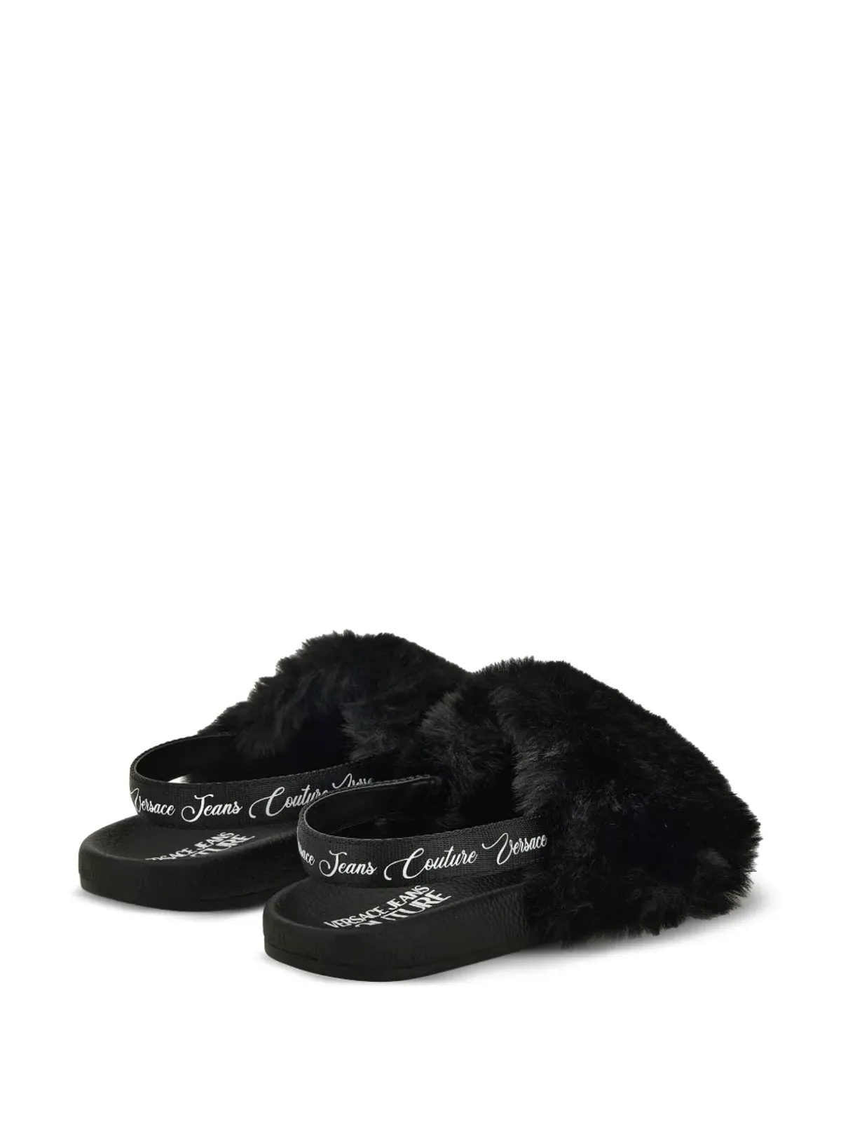 Versace Jeans Couture ファー付きスリングバック・スライド - 画像3