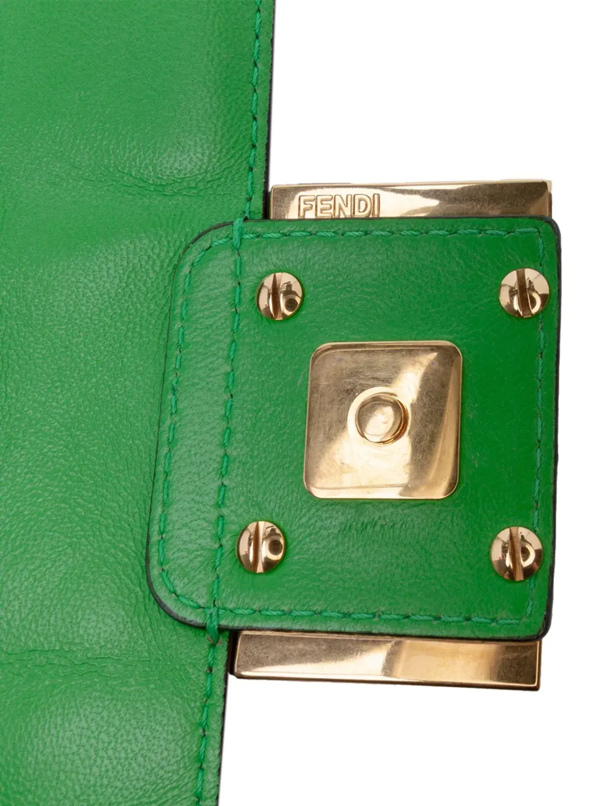 Fendi Pre-Owned ミニ ズカ エンボスド レザー バゲットサッチェル - グリーン - 画像5