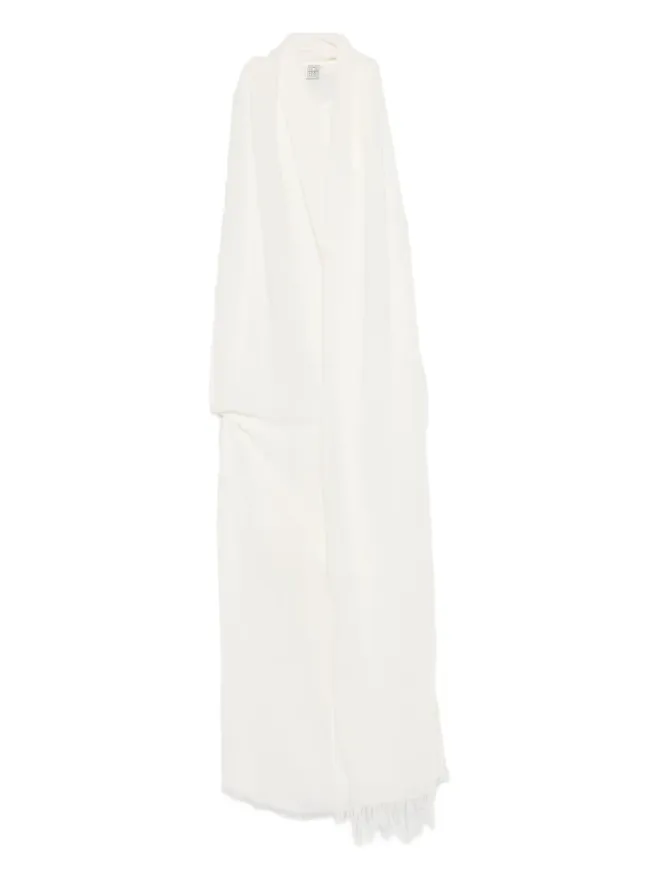 TOTEME TOTEME frayed-edge draped dress - Whiteの商品画像