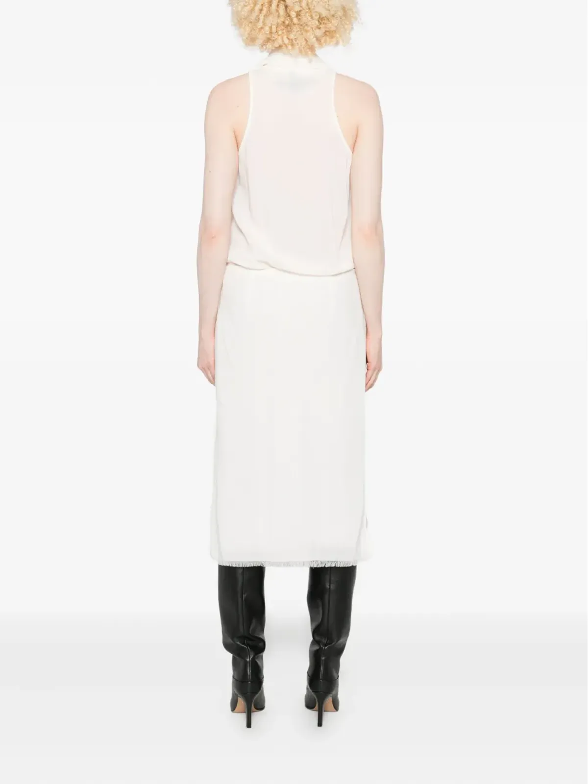 TOTEME frayed-edge draped dress - White - 画像4