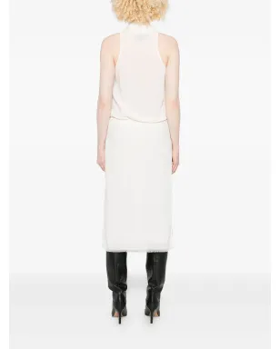 TOTEME frayed-edge draped dress - White - サムネイル4