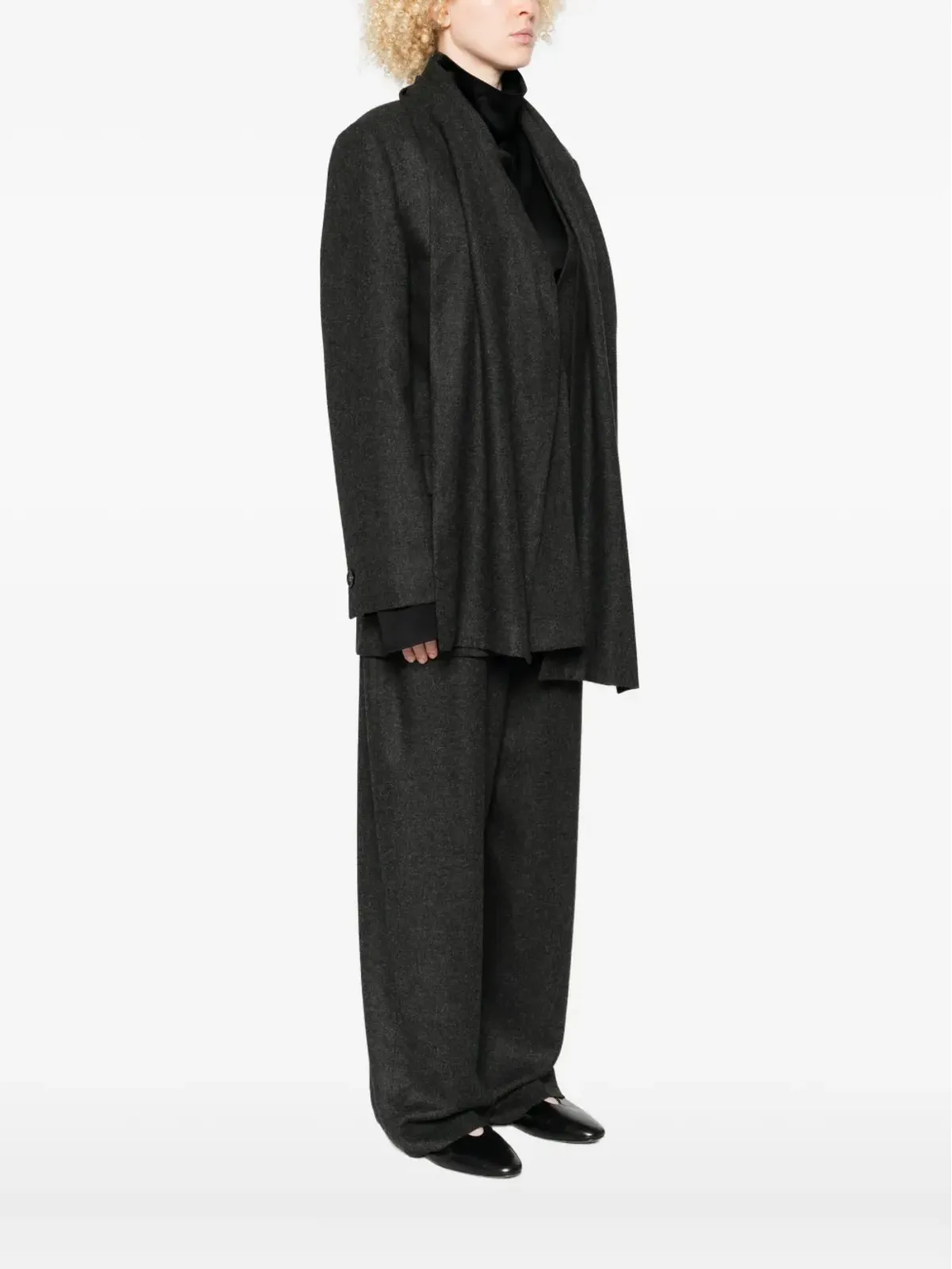 TOTEME scarf-detail single-breasted blazer - Grey - 画像3