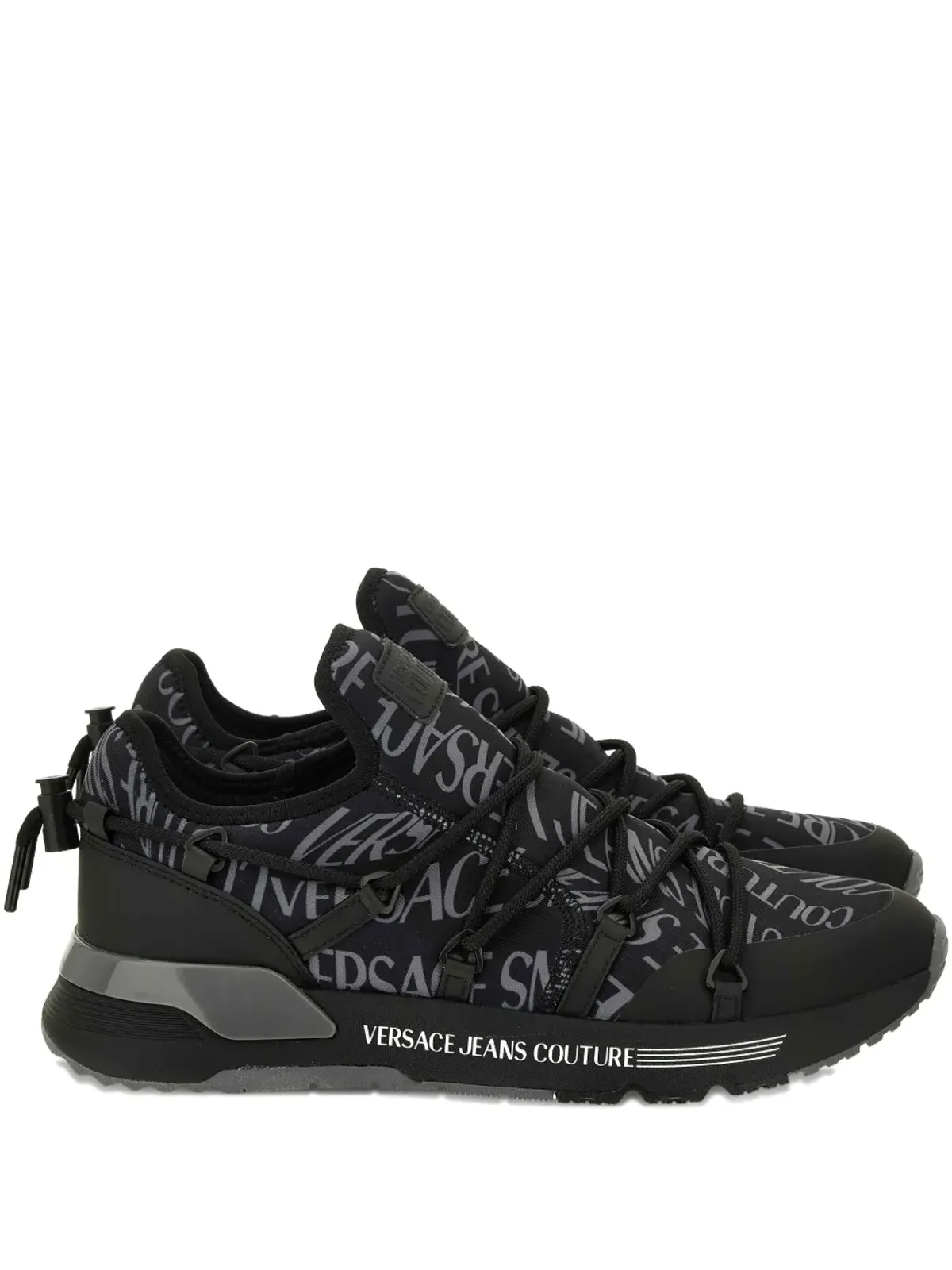 Versace Jeans Couture ロゴプリント レースアップスニーカー ブラック - 画像1