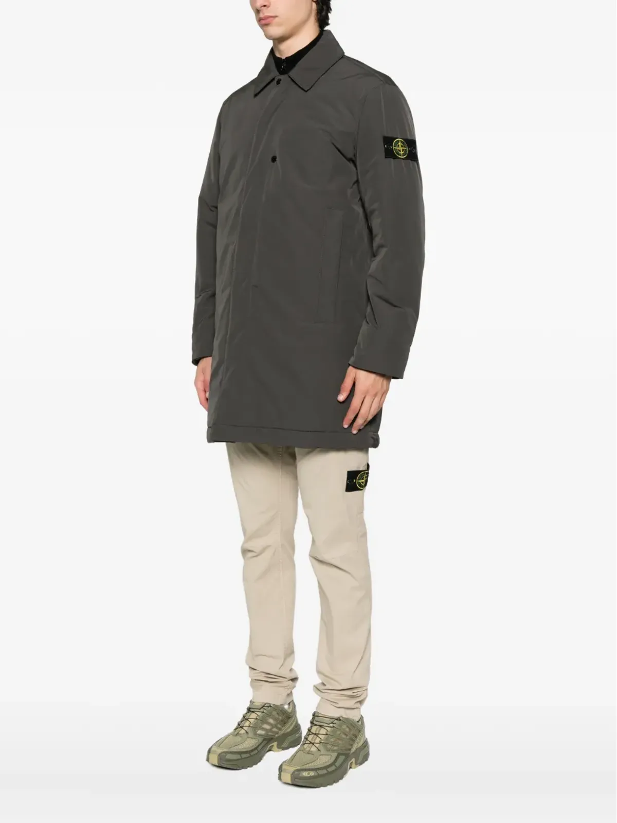 Stone Island ボタン留めコート - グリーン - 画像3