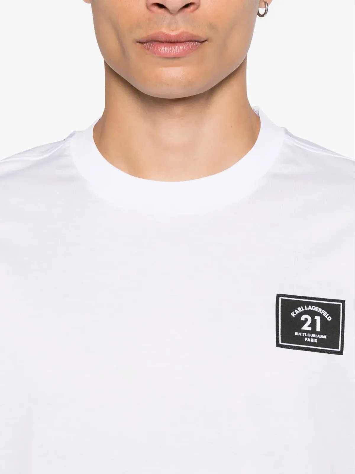 Karl Lagerfeld ロゴディテール コットン Tシャツ - White - 画像4
