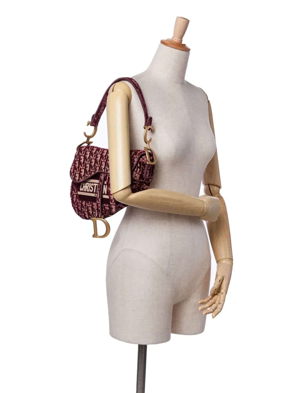 Christian Dior Pre-Owned オブリーク刺繍入りベルベット・サドルバッグ ショルダーバッグ - 画像2