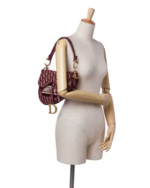 Christian Dior Pre-Owned オブリーク刺繍入りベルベット・サドルバッグ ショルダーバッグ - サムネイル2