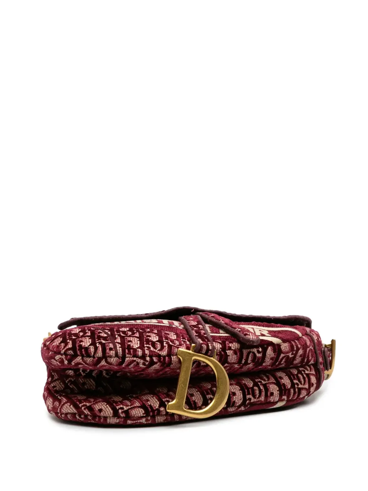 Christian Dior Pre-Owned オブリーク刺繍入りベルベット・サドルバッグ ショルダーバッグ - 画像4