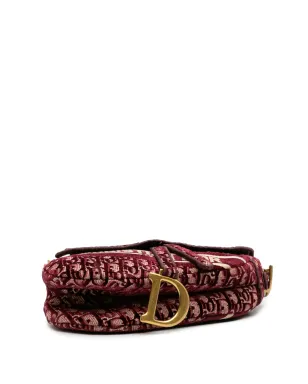 Christian Dior Pre-Owned オブリーク刺繍入りベルベット・サドルバッグ ショルダーバッグ - サムネイル4