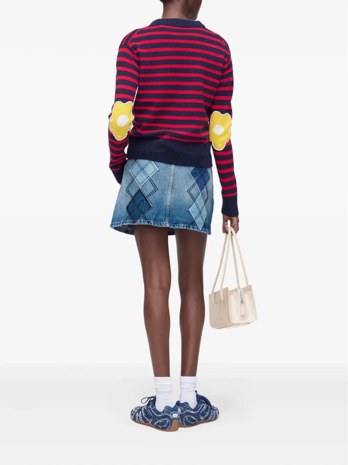 Marc Jacobs ストライプ柄花モチーフセーター レッド - 画像3