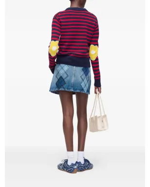 Marc Jacobs ストライプ柄花モチーフセーター レッド - サムネイル3