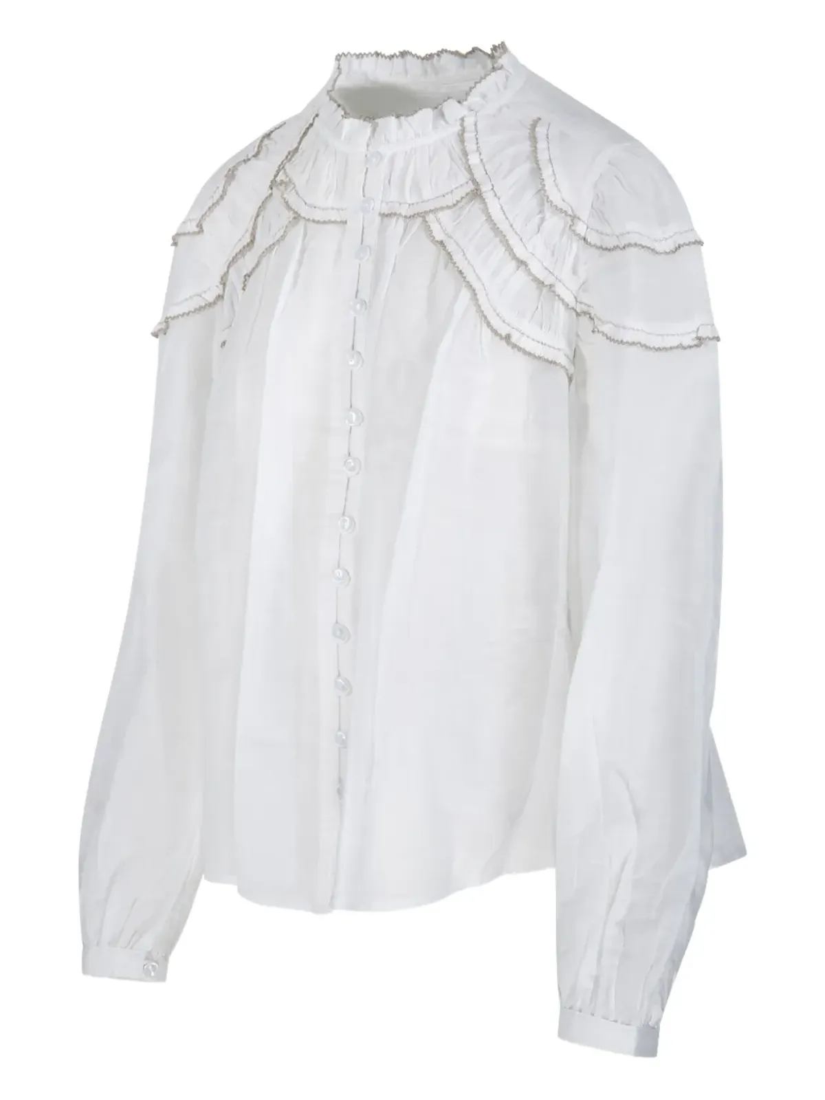 MARANT ÉTOILE Christa フリルのハイネック ブラウス - 画像3
