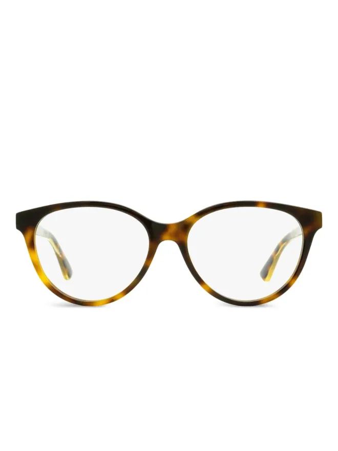Gucci Eyewear Gucci Eyewear ウェブディテール キャットアイフレーム - ブラウンの商品画像