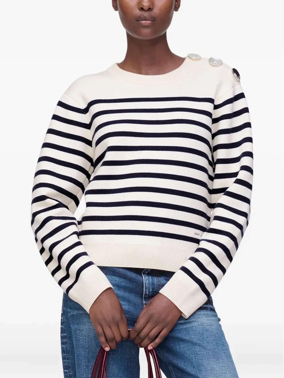 Marc Jacobs ブレトンストライプ ボタンディテール セーター - 画像4