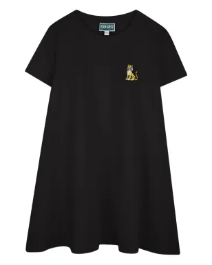 Kenzo Kids タイガー刺繍入り 半袖ドレス ブラック - サムネイル1