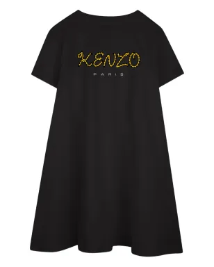 Kenzo Kids タイガー刺繍入り 半袖ドレス ブラック - サムネイル2