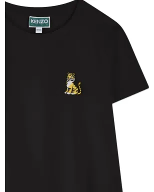 Kenzo Kids タイガー刺繍入り 半袖ドレス ブラック - サムネイル4