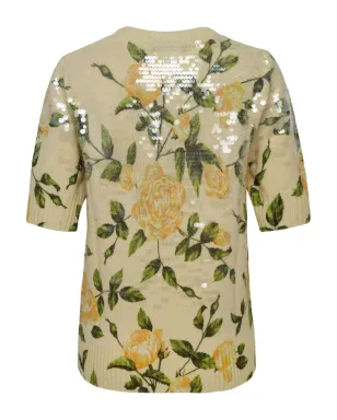Oscar de la Renta English Rose-print sequin-embellished sweater - Yellow - サムネイル2