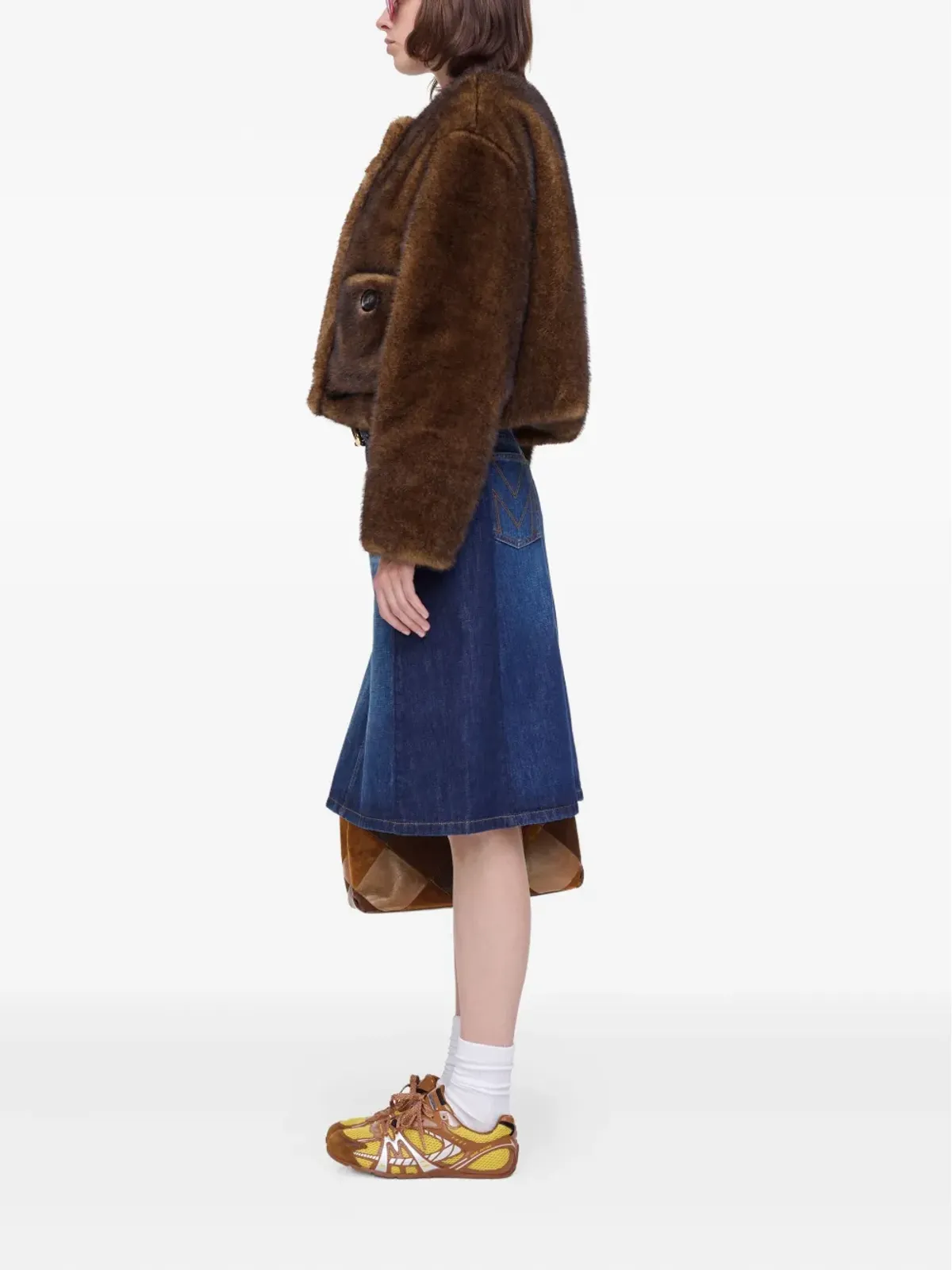 Marc Jacobs パッチポケット フェイクファージャケット ブラウン - 画像3