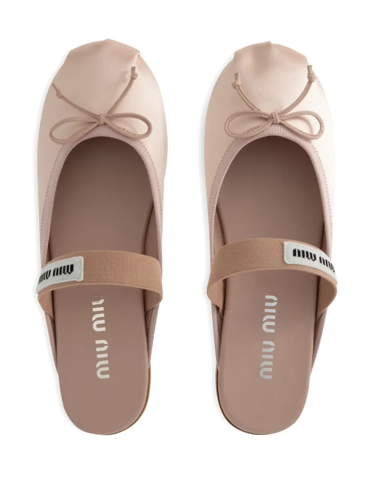 Miu Miu サテン バレリーナミュール ピンク - 画像3