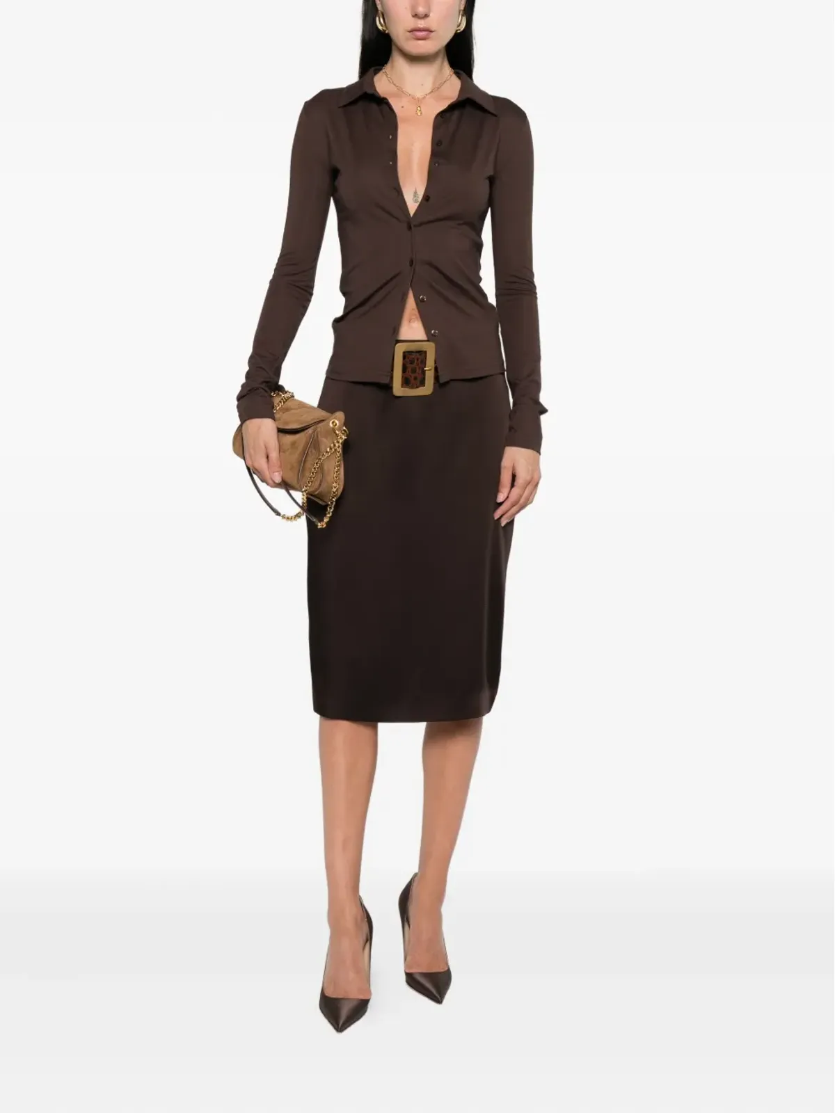 TOM FORD シルク ペンシルスカート - 画像2