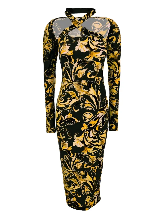 Versace Jeans Couture Versace Jeans Couture バロッコプリント長袖ミディドレスの商品画像