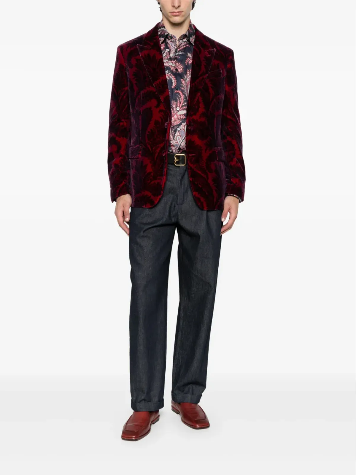 ETRO ペイズリーベルベットブレザー - 画像2